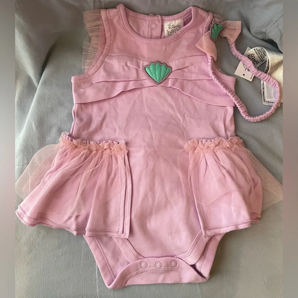 NEW Walt Disney The Little Mermaid Ariel Baby Bodysuit Costume & Headband